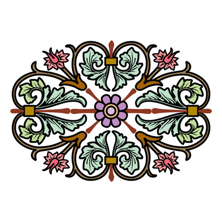 Vintage floral calligraphic floral vignette scroll corners ornamental design elements set isolated vector illustrationのイラスト素材