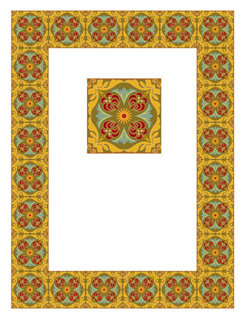 Vintage floral classic calligraphic retro vignette scroll frames ornamental design elements black and color set isolated vectorのイラスト素材