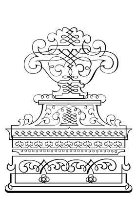 Stylized Greek Column capitals Corinthian. Doric. Ionic. Corinthian columns. Vector illustration. Black and white graphics.のイラスト素材
