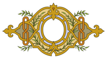 Vintage floral classic calligraphic retro vignette scroll frames ornamental design elements black and color set isolated vectorのイラスト素材