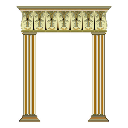 Ancient classic pillars. Greek and roman architecture pillars, historic architectural columns isolated vector illustration set. Antique classic columns. Greek pillar, historic line podiumのイラスト素材