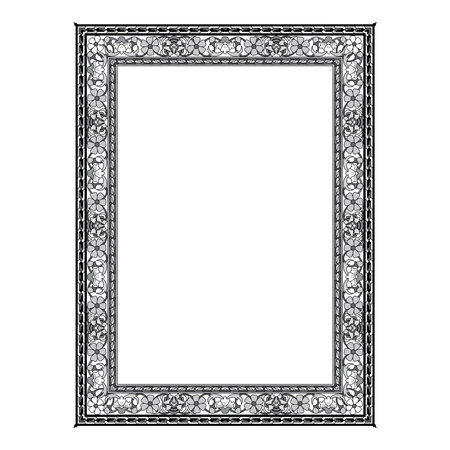 Vintage floral classic calligraphic retro vignette scroll frames ornamental design elements black and color set isolated vectorのイラスト素材