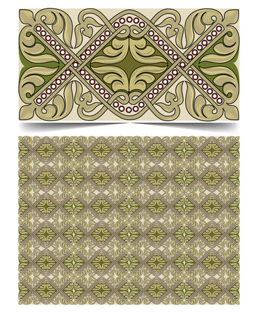 Seamless pattern in arabesque mosaic Islamic art, isolated on a white backgroundのイラスト素材