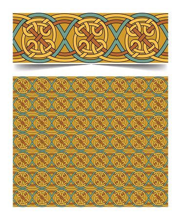 Seamless pattern in arabesque mosaic Islamic art, isolated on a white backgroundのイラスト素材