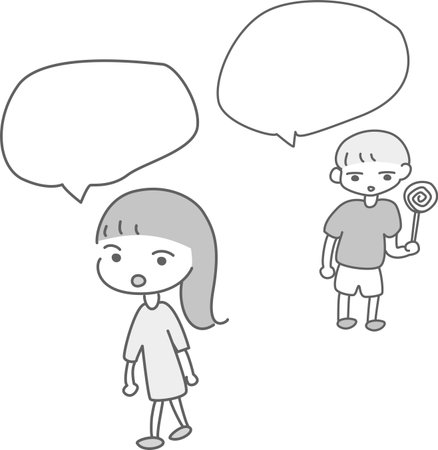 Manga touch boy and girl set with speech bubbleのイラスト素材
