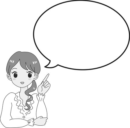 Illustration that a woman in a white shirt is pointing a fingerのイラスト素材