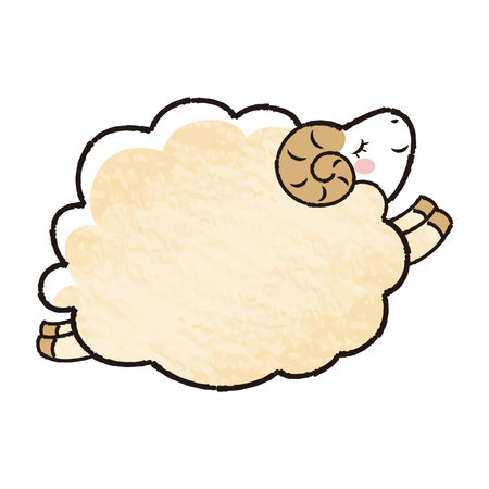 Hand-drawn loose and cute sheep. Recommended for a rough and stylish look. Vector illustration.のイラスト素材