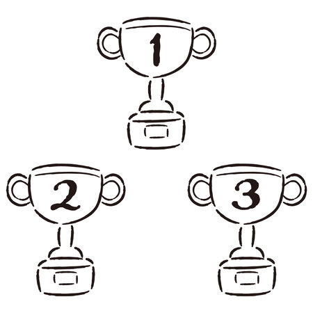 A set of hand-drawn loose and cute ranking parts. Ideal for finishing with a rough and stylish impression. Vector illustration.のイラスト素材