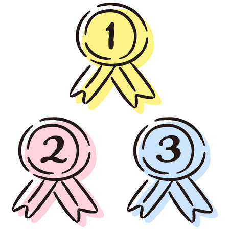 A set of hand-drawn loose and cute ranking parts. Ideal for finishing with a rough and stylish impression. Vector illustration.のイラスト素材