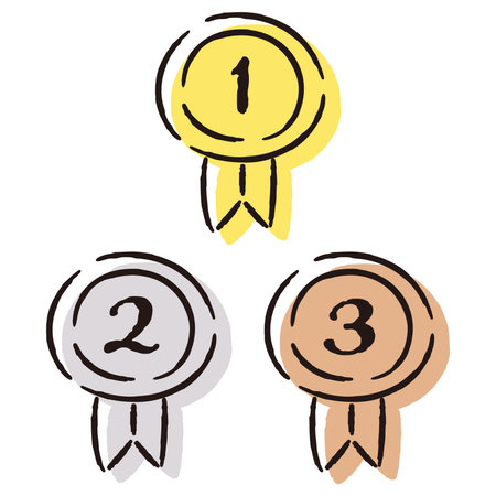 A set of hand-drawn loose and cute ranking parts. Ideal for finishing with a rough and stylish impression. Vector illustration.のイラスト素材