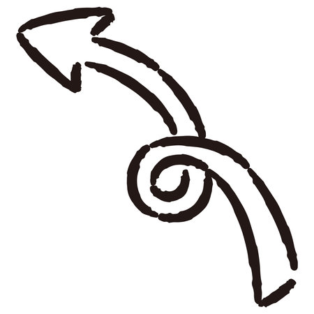 Hand-drawn loose and cute arrow parts. Ideal for finishing with a rough and stylish impression. Vector illustration.のイラスト素材