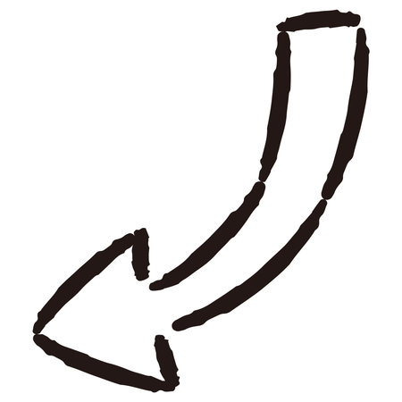 Hand-drawn loose and cute arrow parts. Ideal for finishing with a rough and stylish impression. Vector illustration.のイラスト素材