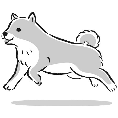 Hand-drawn, relaxed and cute dog. Rough and stylish impression. Vector illustration.のイラスト素材