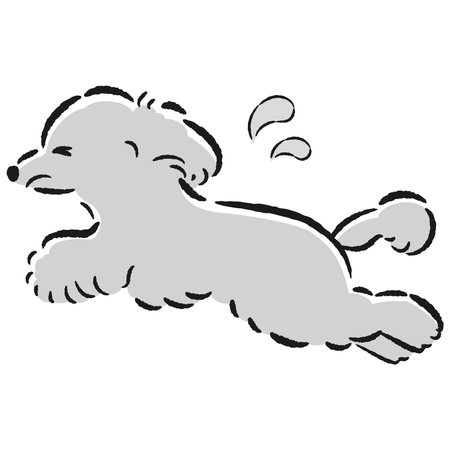Hand-drawn illustration of a relaxed displeased dog. A rough and stylish impression. Vector illustration.のイラスト素材