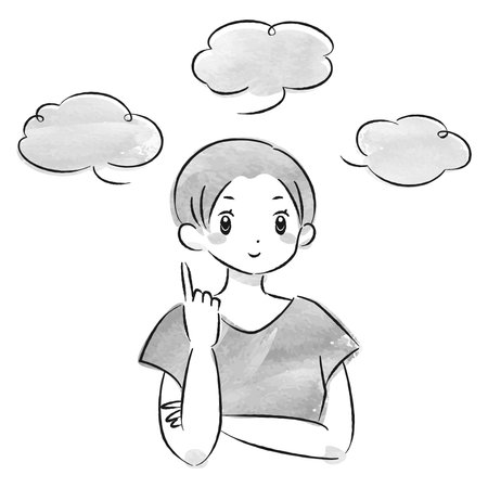 Hand-drawn watercolor illustration of a woman. A rough and stylish impression. Vector illustration.のイラスト素材