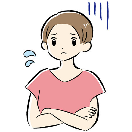 A hand-drawn, relaxed and cute illustration of a woman. Perfect for creating a casual and stylish impression. Vector illustration.のイラスト素材