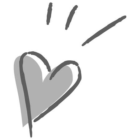 A hand-drawn, loose and cute heart symbol illustration. A rough and stylish impression. Vector illustration.のイラスト素材