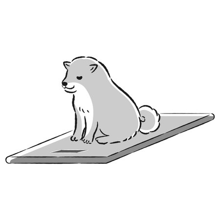 Hand-drawn, loose and cute illustration of a dog's weight measurement. A rough and stylish impression. Vector illustration.のイラスト素材