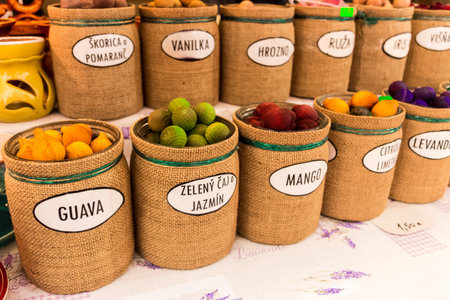 capture of vintage jars with different flavours very colorfullの写真素材
