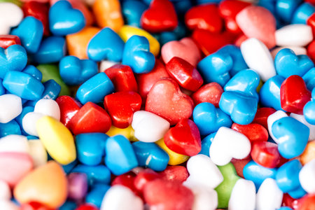 capture of pile of heart shaped sweet candiesの写真素材
