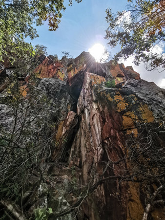 capture of colorfull natural stone wall natureの写真素材