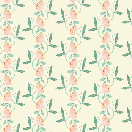 Beautiful nature flowers and leaves seamless patternのイラスト素材