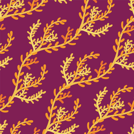 Beautiful vector seaweed, coral, shells, stones, underwater world seamless patternのイラスト素材