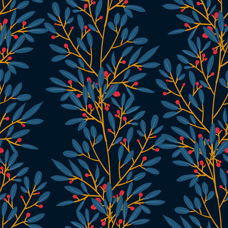 Beautiful vector flowers and leaves seamless patternのイラスト素材