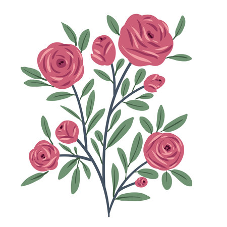 Beautiful vector flowers and leavesのイラスト素材