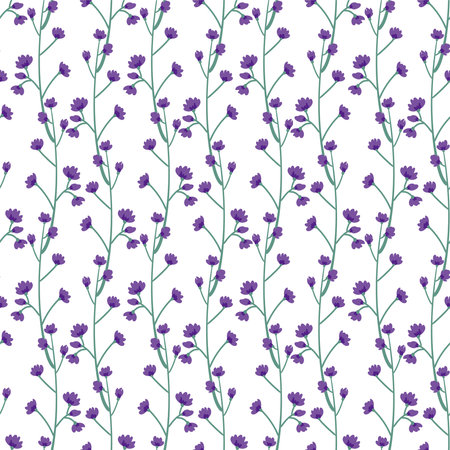 Beautiful vector flowers and leaves seamless patternのイラスト素材
