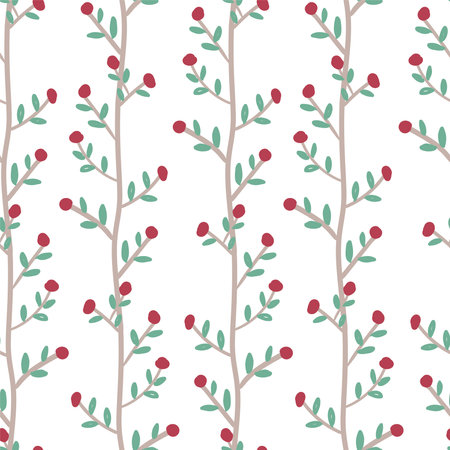 Beautiful children drawing forest vector elements seamless patternのイラスト素材