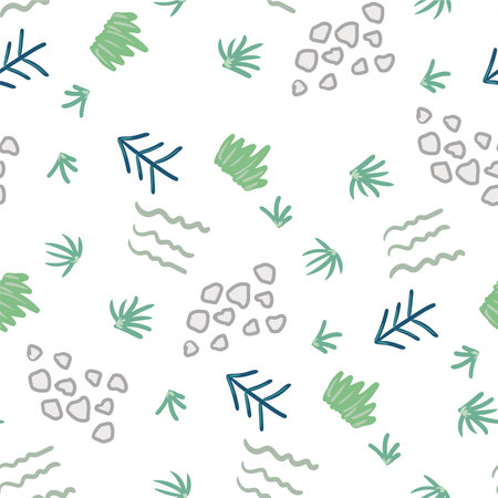 Beautiful children drawing forest vector elements seamless pattern