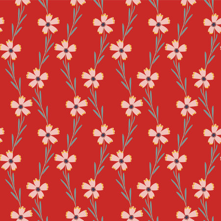 Abstract flowers and leaves seamless patternのイラスト素材
