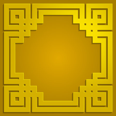 Golden yellow frame ornament pattern vector backgroundのイラスト素材