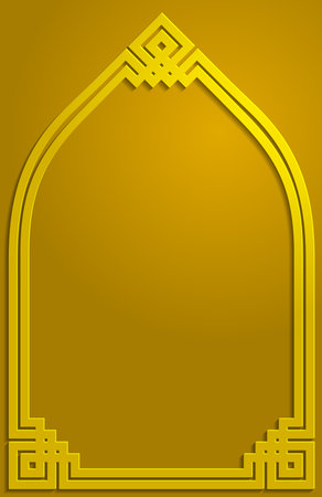 Islamic gold yellow frame ornament pattern vector backgroundのイラスト素材