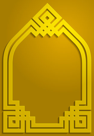An Islamic gold yellow frame ornament pattern vector backgroundのイラスト素材