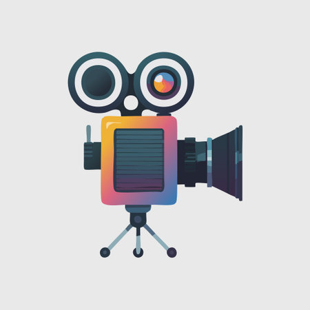 Cinema camera icon. Vector illustration in flat design style.のイラスト素材