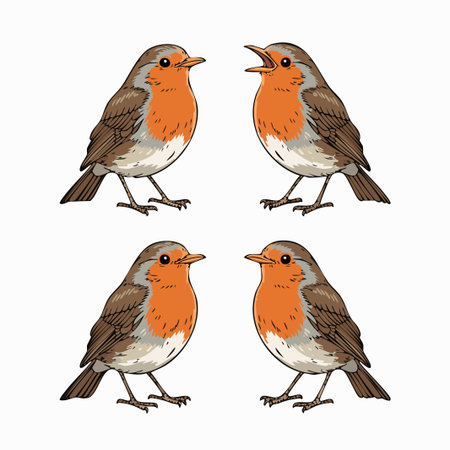 Robin bird. Vector illustration in sketch style isolated on white background.のイラスト素材