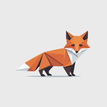 Fox origami. Vector illustration in flat style. Isolated on white background.のイラスト素材