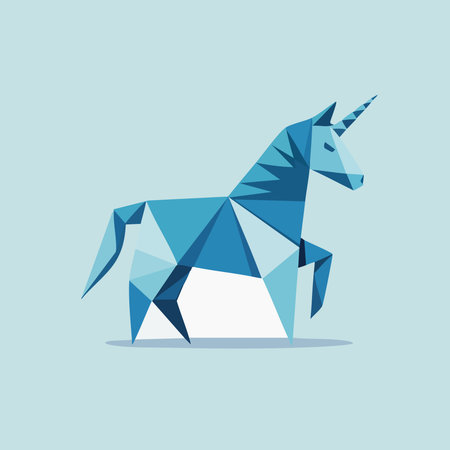 Polygonal unicorn isolated on blue background. Vector illustration. Eps 10のイラスト素材