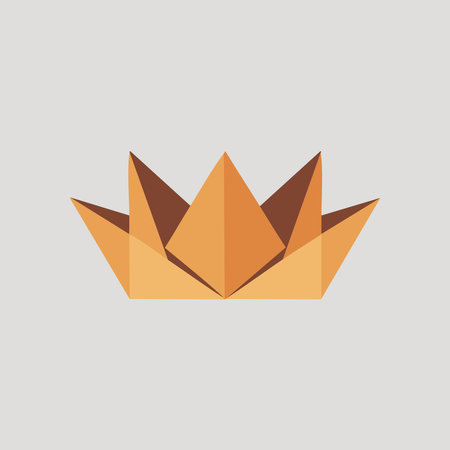 Origami crown icon. Gray background with orange. Vector illustration.のイラスト素材