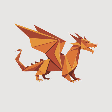 Origami dragon icon isolated on gray background. Polygonal style.のイラスト素材