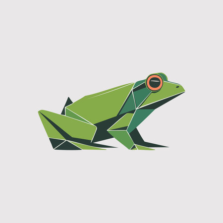 Polygonal frog icon. Gray background with green. Vector illustration.のイラスト素材