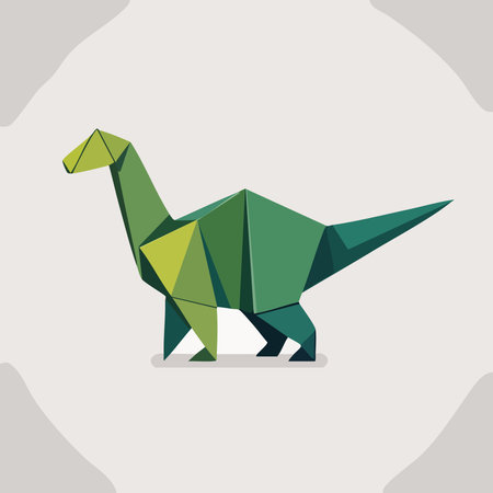 Origami dinosaur icon in flat style. Paper origami dinosaur vector illustration.のイラスト素材
