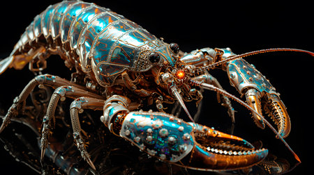 Lobster on a black background, close-up, macro