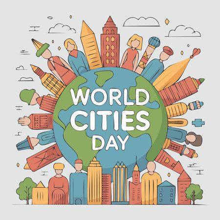 World cities day concept. Vector illustration of world cities day. World cities day concept.のイラスト素材