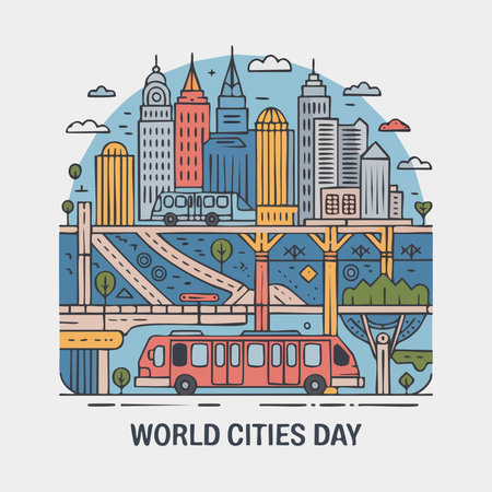 World car day concept. Vector illustration in flat linear style design.のイラスト素材