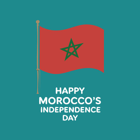 Morocco Independence Day typography poster with waving flag. Vector illustrationのイラスト素材