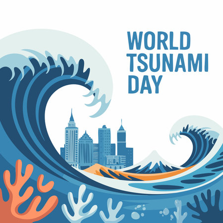 World Tsunami Day. Vector Illustration of World Tsunami Day. World Tourism Dayのイラスト素材