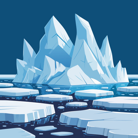 Icebergs on a dark blue background. Vector illustration, EPS 10のイラスト素材